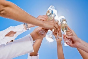 People toasting champagne flutes
